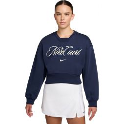 Свитшот женский Nike Court Collection Flc Crew-Neck Tennis Top midnight navy/sail