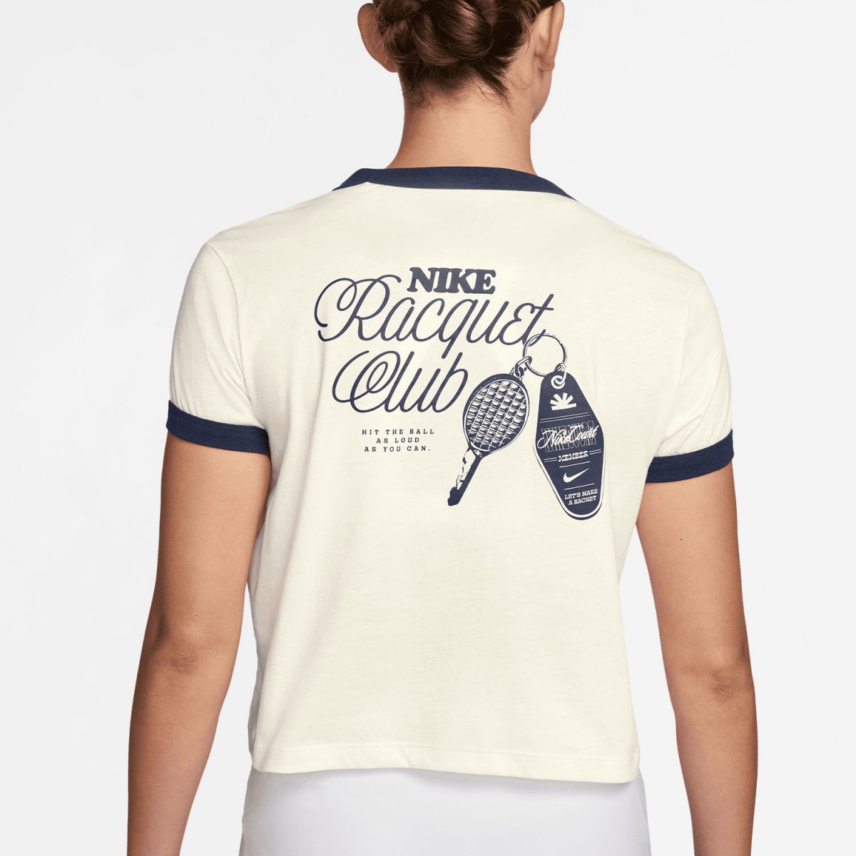 Футболка женская Nike Tee Heritage Racquet Ringer T-Shirt  sail/midnight navy