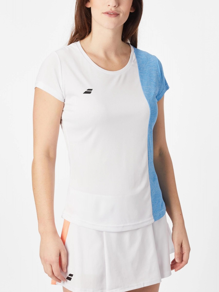 Тенісна футболка жіноча Babolat Play Cap Sleeve Top Women white / blue