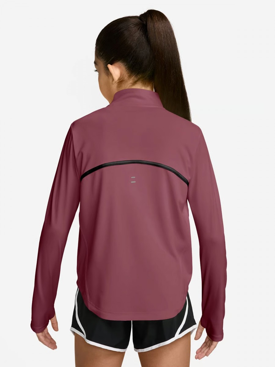 Теннисная футболка детская Nike Girl's Tempo Dri-Fit Long-Sleeve Half Zip dark rose/black/gray