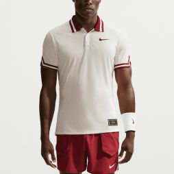 Тенісна футболка чоловіча Nike Court Aero-Fit Advantage Slam Tenis Polo NY pale ivory/team red