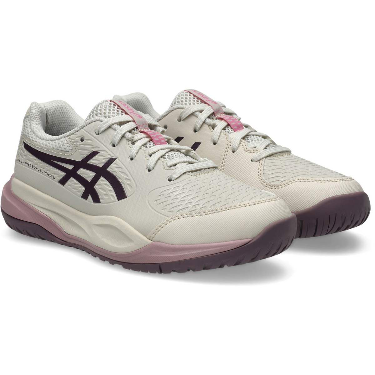 Детские теннисные кроссовки Asics Gel-Resolution X GS soft oat/dark aubergine