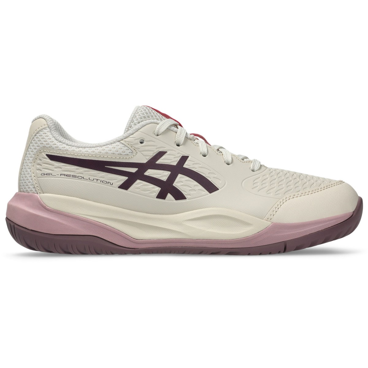 Детские теннисные кроссовки Asics Gel-Resolution X GS soft oat/dark aubergine