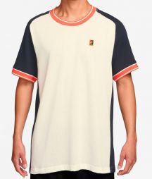 Теннисная футболка мужская Nike Court Heritage Logo T-Shirt sail/dark obsidian