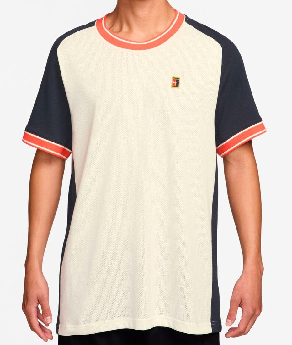 Теннисная футболка мужская Nike Court Heritage Logo T-Shirt sail/dark obsidian