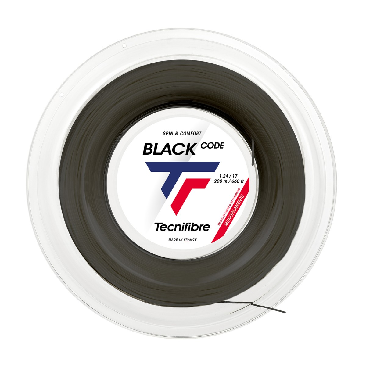 Струна Tecnifibre Black Code black 12 m натяжка с бобины